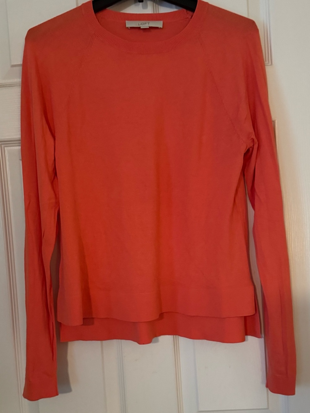 LOFT Coral Lightweight Crewneck Sweater